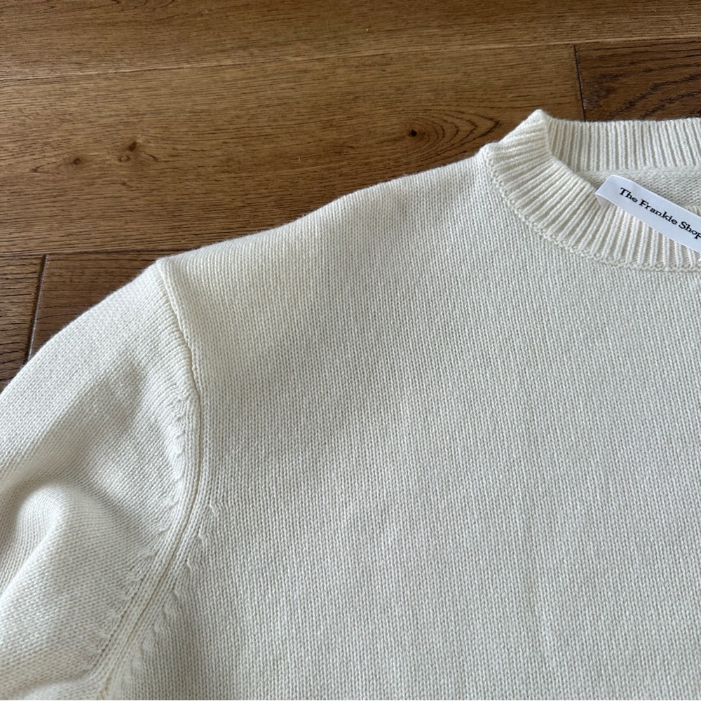 New The Frankie Shop RAFAELA PADDED KNIT SWEATER WOOL CASHMERE IVORY S - Picture 11 of 15